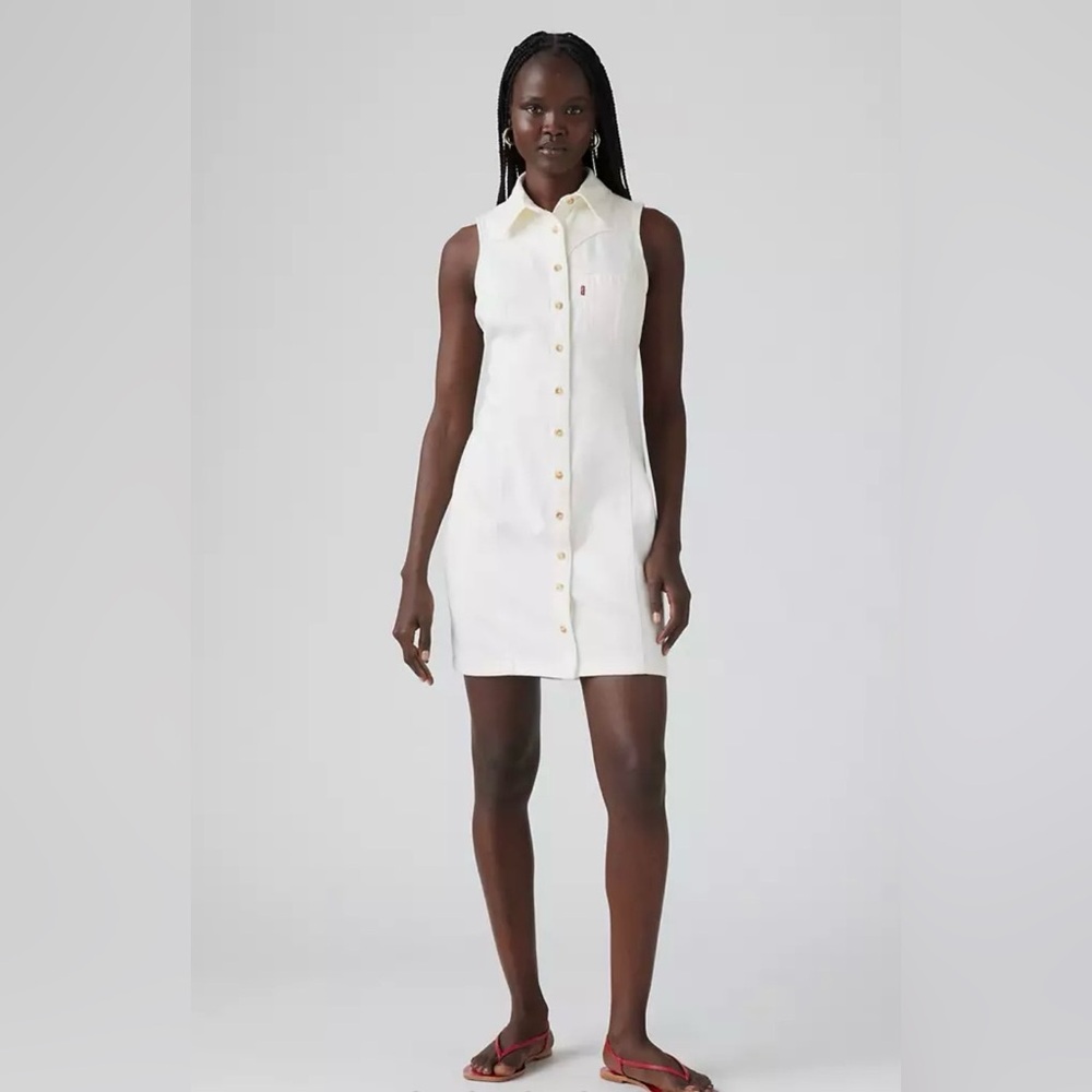 Levi's Zeda Denim White Sleeveless Mini Dress